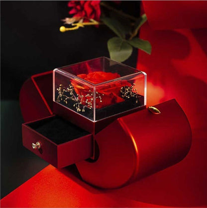 Fashion Jewelry Box Red Apple - Necklace Eternal Rose For Gifting With Artificial Flower Rose Flower Jewelry Box