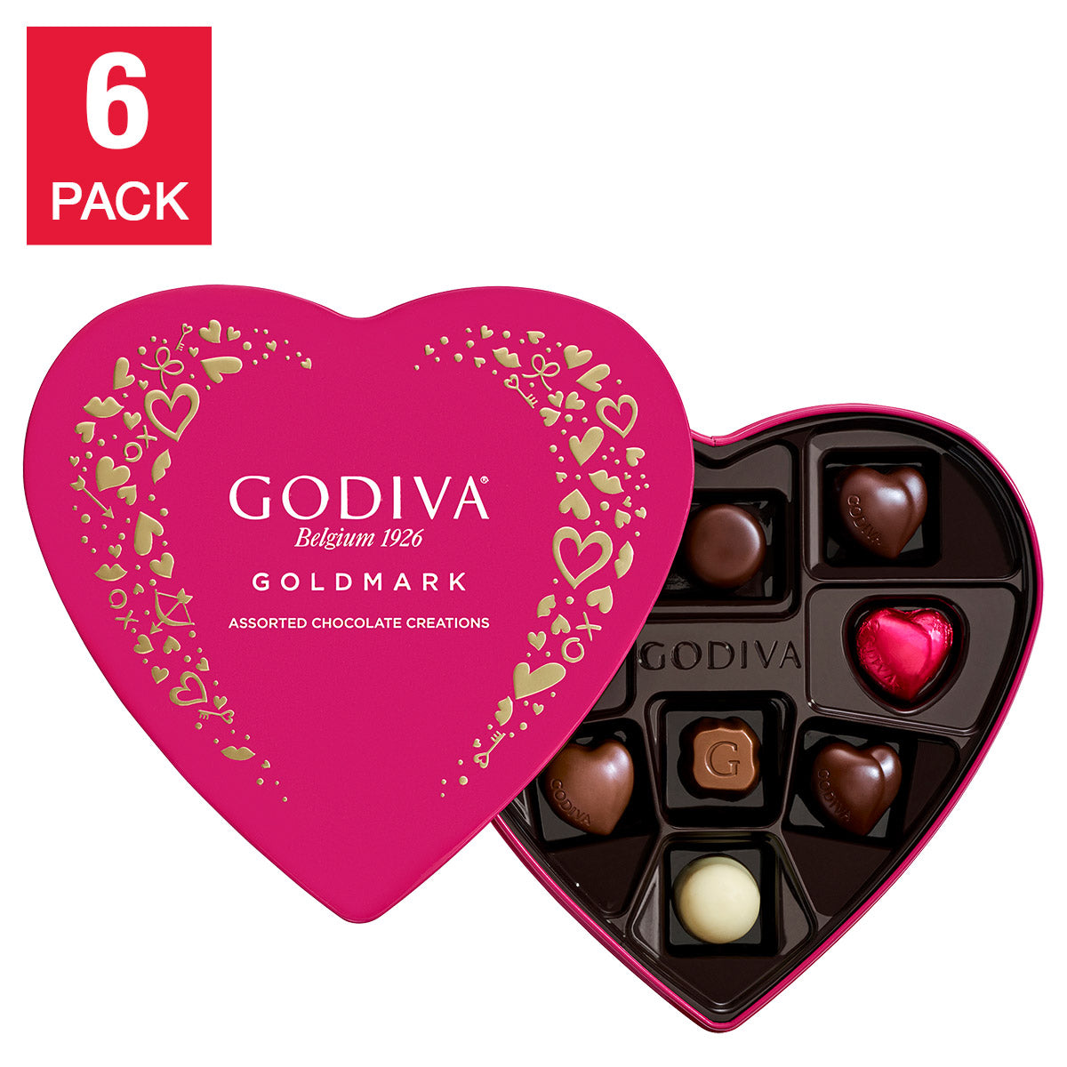 Goldmark Assorted Valentine'S Day Heart Gift Tin, 9 Piece, 6 Pack