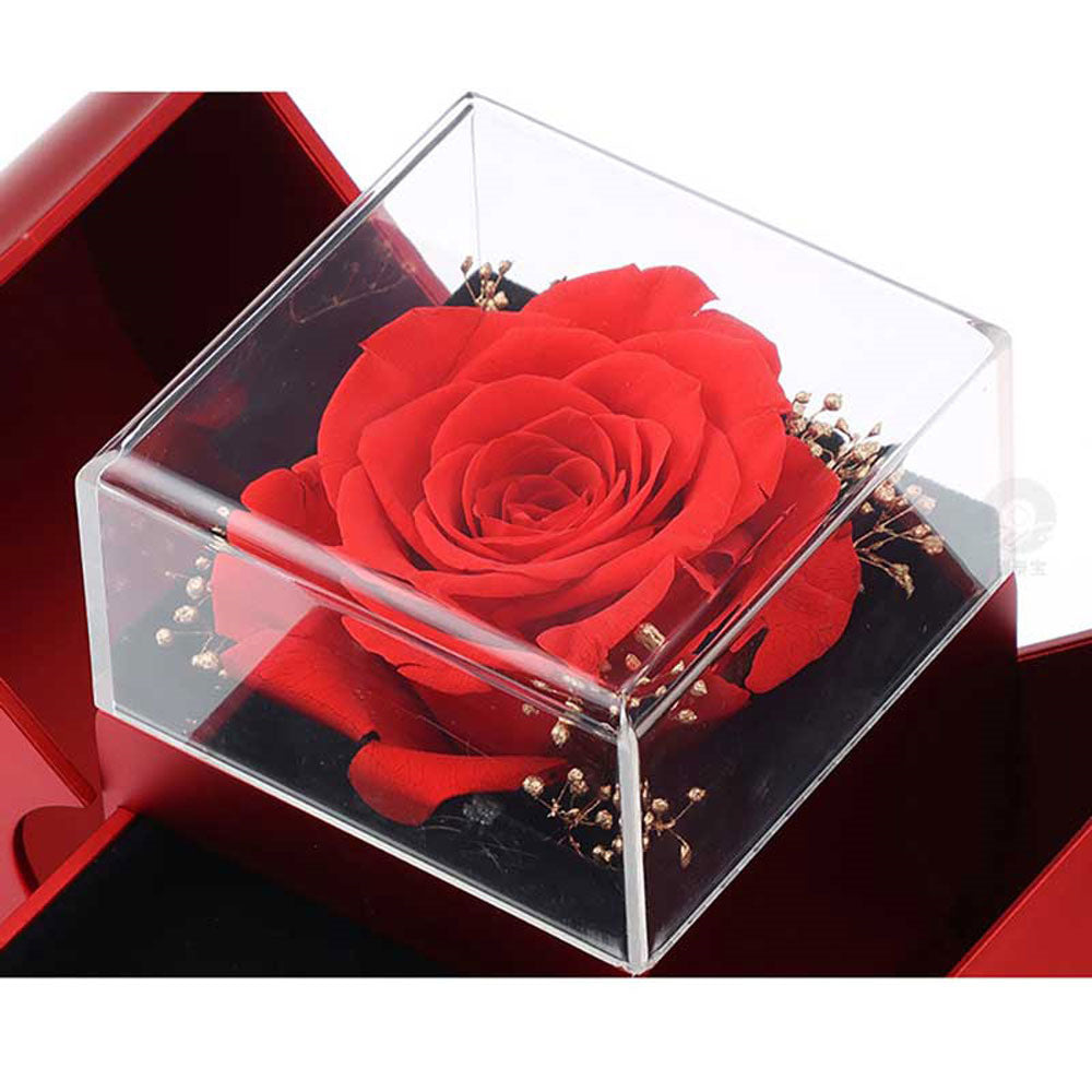 Fashion Jewelry Box Red Apple - Necklace Eternal Rose For Gifting With Artificial Flower Rose Flower Jewelry Box