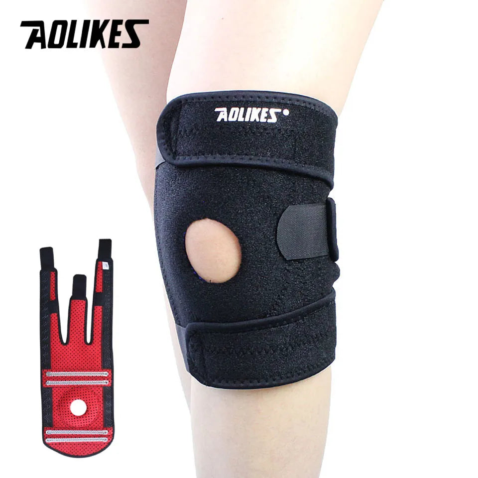 AOLIKES 1PCS Adjustable Relieve Stress Knee Pad Sport Non slip knee Protection Fitness Cycling Basketball Knee Support Braces