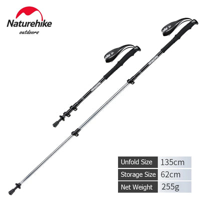 Naturehike Trekking Poles 1pcs Adult Child Collapsible Telescopic Walking Sticks Family Alpenstocks Ultralight Hiking Stick