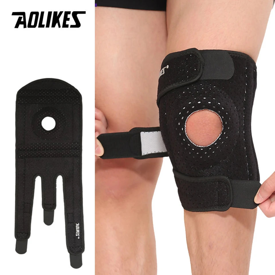 AOLIKES 1PCS Adjustable Relieve Stress Knee Pad Sport Non slip knee Protection Fitness Cycling Basketball Knee Support Braces