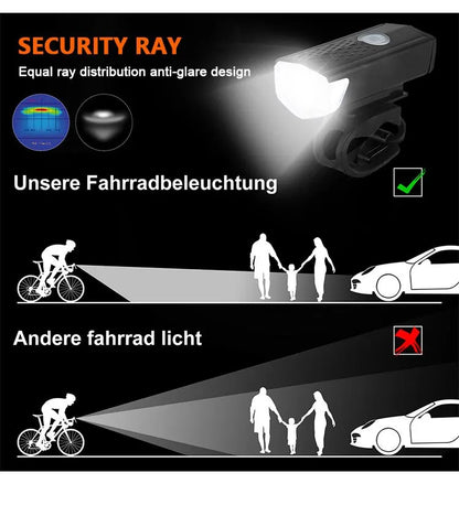 USB Rechargeable Bike Light Set Front Light with Taillight Easy to Install 3 Modes Bicycle Accessories for the Bicycle