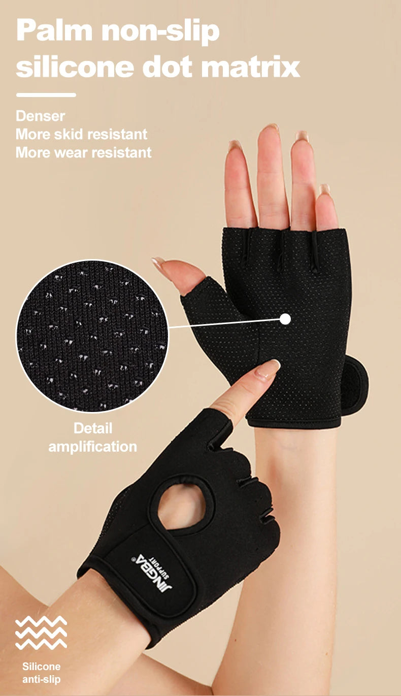 Summer Women Men Silicone Non-Slip Sweat-Proof Breathable Fitness Sports Outdoor Bike Half-Finger Gloves Gym Power Bicycle Glove