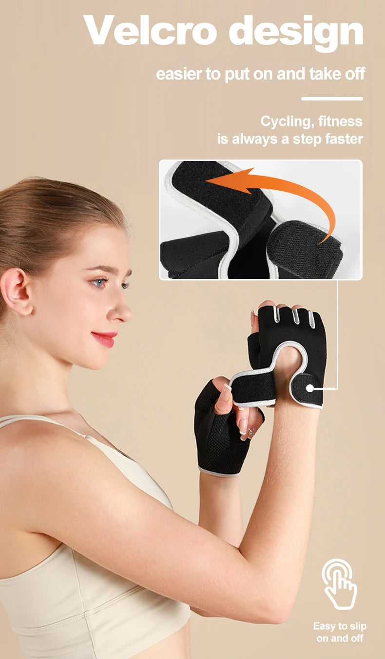 Summer Women Men Silicone Non-Slip Sweat-Proof Breathable Fitness Sports Outdoor Bike Half-Finger Gloves Gym Power Bicycle Glove