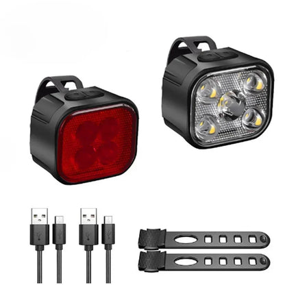 Cycling Bicycle Front Rear Light Set Bike USB Charge Headlight Light MTB Waterproof Taillight LED Lantern Bike Parts