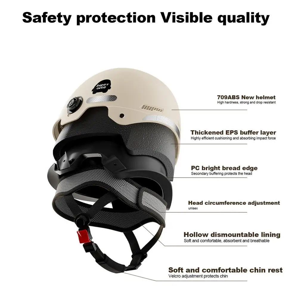 Bicycle Safety Helmet 3C Certified Electric Vehicle Helmet Unisex Battery Vehicle Helmet Motorcycle Riding Half Helmet