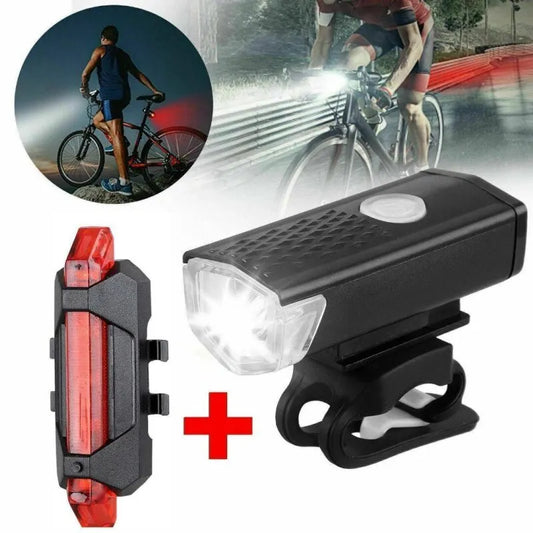 USB Rechargeable Bike Light Set Front Light with Taillight Easy to Install 3 Modes Bicycle Accessories for the Bicycle