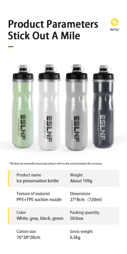 Cycling Insulated Water Bottle Thermal Drink PP5 Silicone 670ml Fitness Outdoor Sports Bicycle Portable Water Kettle