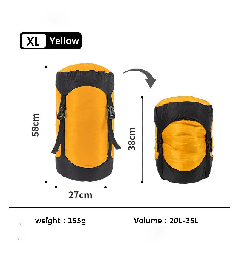 Upgrade 40D 10-35L Ultralight Waterproof Nylon Compression Stuff Sack for Sleeping Bag 40% Space for Camping Hiking Backpacking