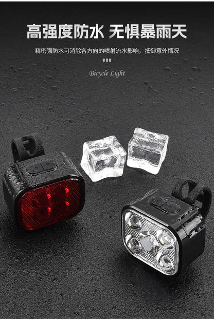 Cycling Bicycle Front Rear Light Set Bike USB Charge Headlight Light MTB Waterproof Taillight LED Lantern Bike Parts