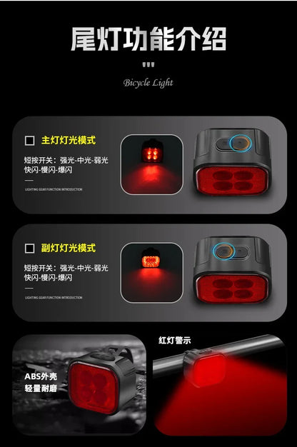 Cycling Bicycle Front Rear Light Set Bike USB Charge Headlight Light MTB Waterproof Taillight LED Lantern Bike Parts