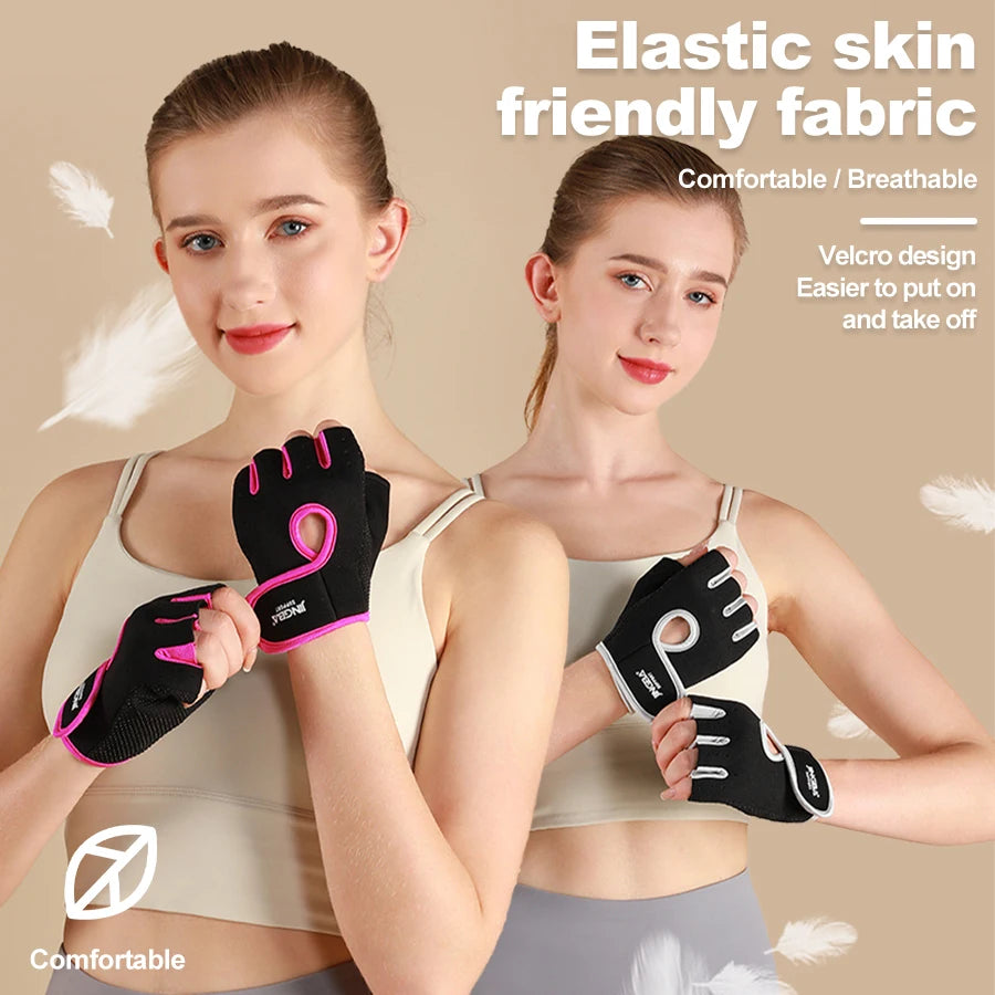 Summer Women Men Silicone Non-Slip Sweat-Proof Breathable Fitness Sports Outdoor Bike Half-Finger Gloves Gym Power Bicycle Glove