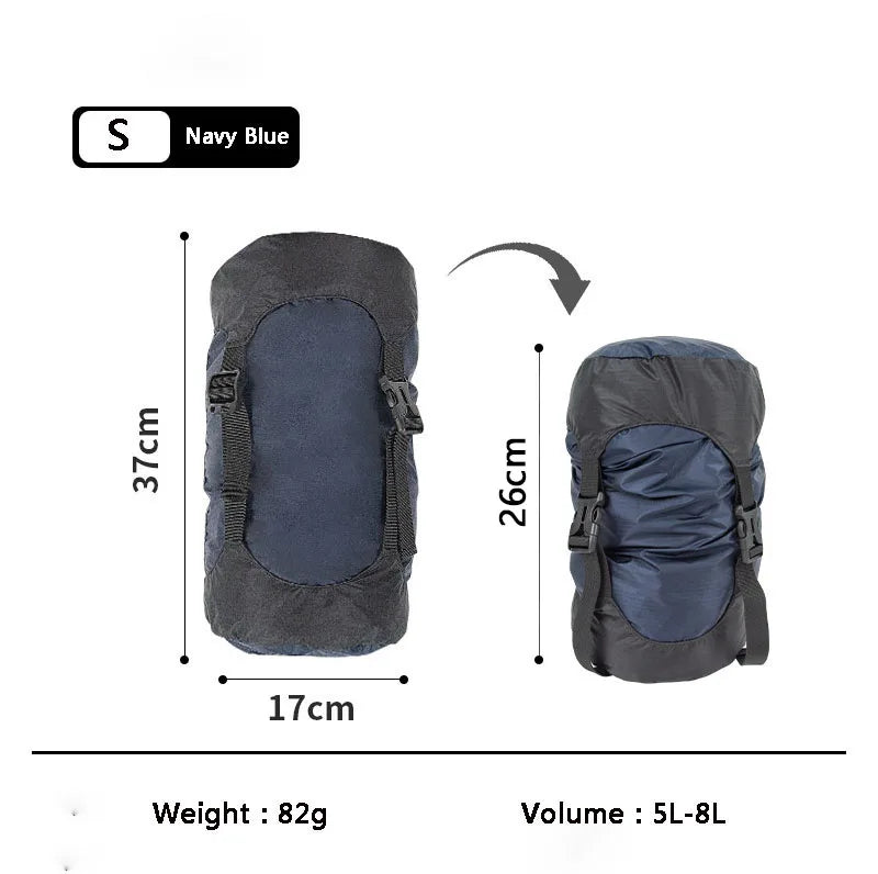 Upgrade 40D 10-35L Ultralight Waterproof Nylon Compression Stuff Sack for Sleeping Bag 40% Space for Camping Hiking Backpacking