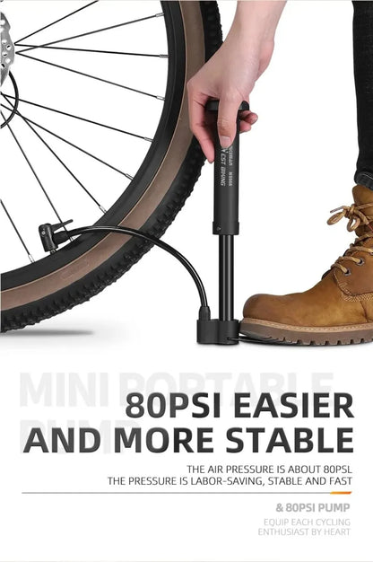 WEST Biking MTB Bicycle Pump 80PSI Schrader Bike Manual Air Pumps Balloon Tire Inflator Portable Floor Pump Cycling Accesories