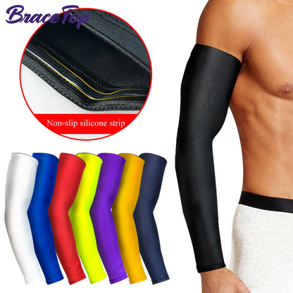 1 PC Cooling Sports Arm Sleeve Compression Basketball Cycling Arm Warmer Running UV Protection Unisex Volleyball Sunscreen Bands