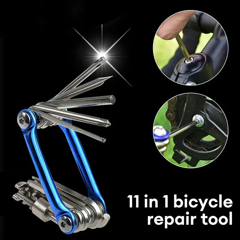 11 in 1 Bicycle Repair Tool Kit Mountain Bike Wrench Screwdriver Chain Hex Spoke Multifunction Bicycle Repair Set Cycling Tool