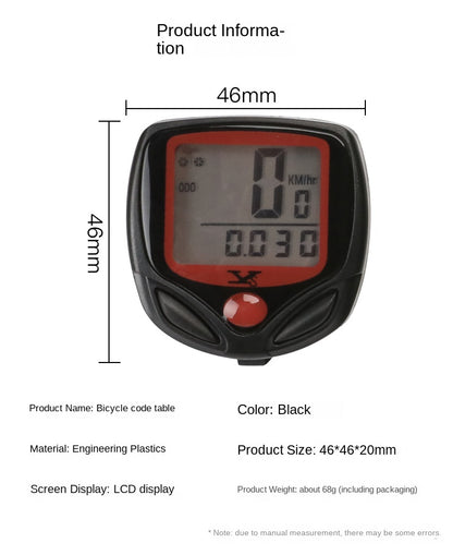 Bicycle Code Meter Riding Equipment Mountainous Bicycle Accessories Road Counter Single Speed Speedometer Wired Waterproof