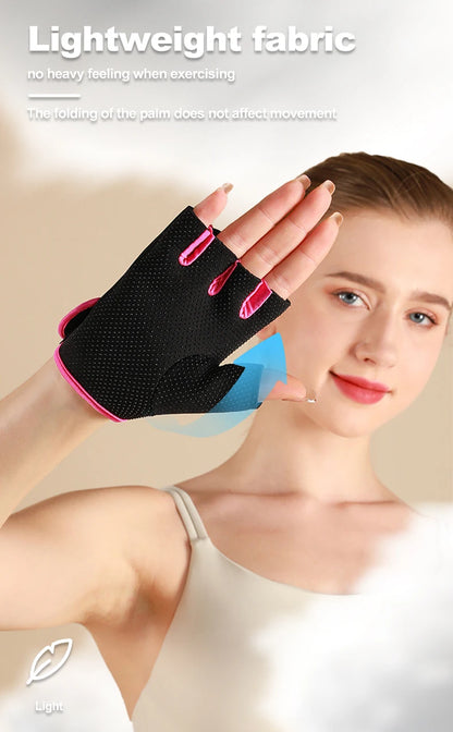 Summer Women Men Silicone Non-Slip Sweat-Proof Breathable Fitness Sports Outdoor Bike Half-Finger Gloves Gym Power Bicycle Glove