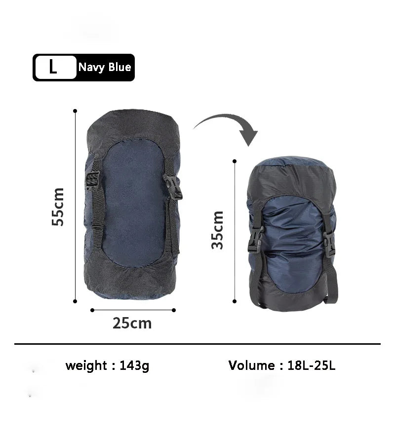 Upgrade 40D 10-35L Ultralight Waterproof Nylon Compression Stuff Sack for Sleeping Bag 40% Space for Camping Hiking Backpacking