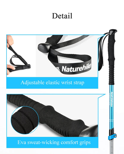 Naturehike Trekking Poles 1pcs Adult Child Collapsible Telescopic Walking Sticks Family Alpenstocks Ultralight Hiking Stick