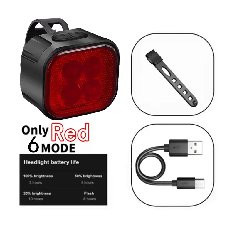 Cycling Bicycle Front Rear Light Set Bike USB Charge Headlight Light MTB Waterproof Taillight LED Lantern Bike Parts