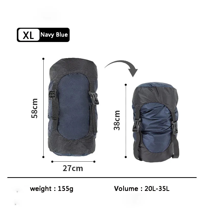 Upgrade 40D 10-35L Ultralight Waterproof Nylon Compression Stuff Sack for Sleeping Bag 40% Space for Camping Hiking Backpacking