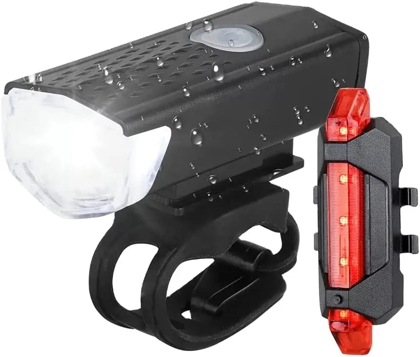 USB Rechargeable Bike Light Set Front Light with Taillight Easy to Install 3 Modes Bicycle Accessories for the Bicycle