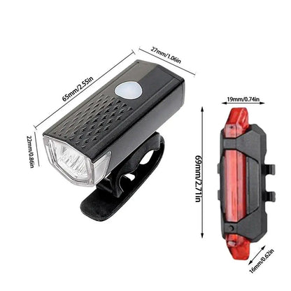 USB Rechargeable Bike Light Set Front Light with Taillight Easy to Install 3 Modes Bicycle Accessories for the Bicycle