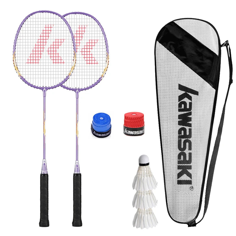 Kawasaki 1 Pair Of Badminton Racket 1U Aluminum Alloy Frame Badminton  Racquet With String For Outdoor Entertainment UP-0182