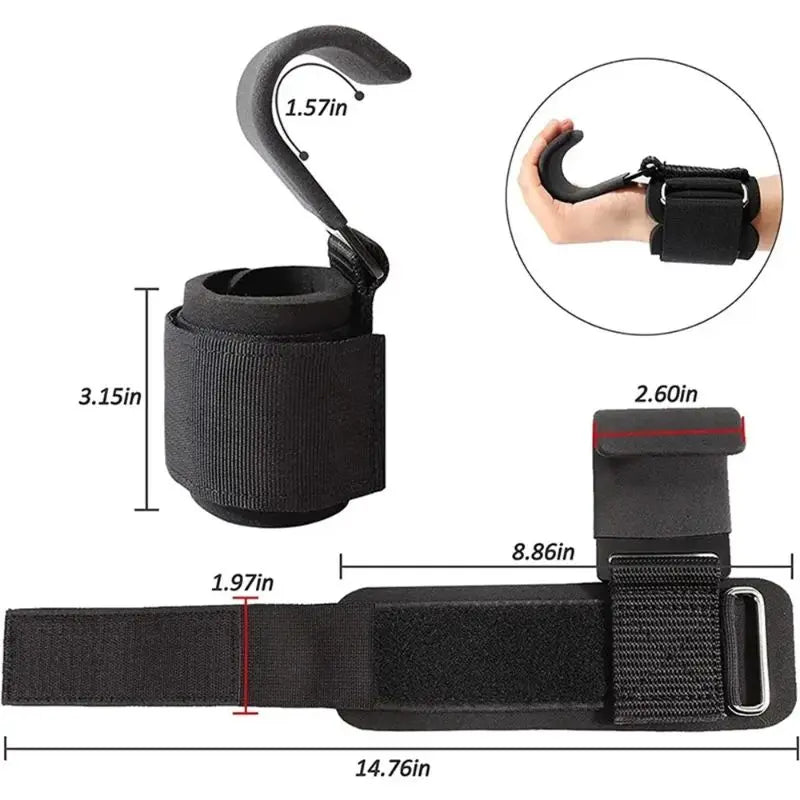 Pull-Up Wrist Guard Hook Metal With Neoprene Padded Power Weight Lifting Dumbbell Barbell Fitness Training Safety Accessories