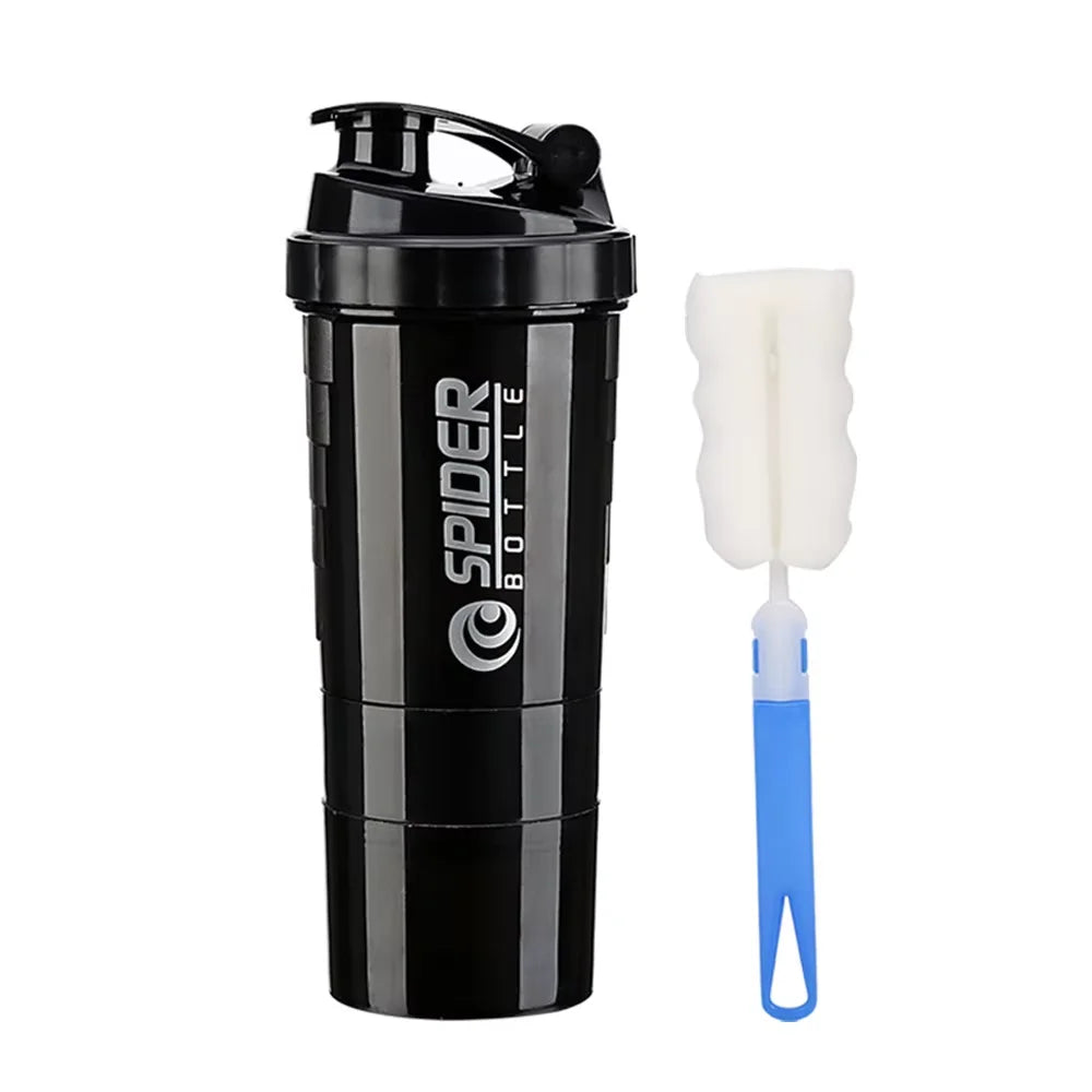 3 Layers Shaker Protein Bottle Powder Shake Cup Water Bottle Plastic Mixing Cup Body Building Exercise Bottle