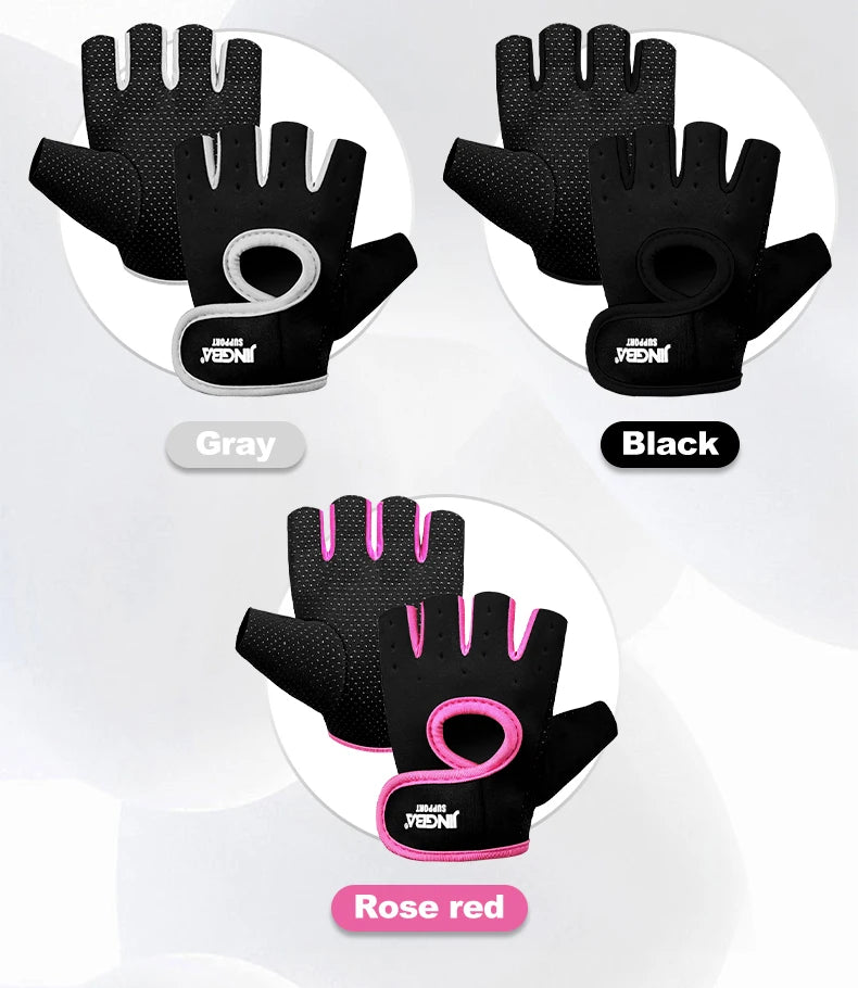 Summer Women Men Silicone Non-Slip Sweat-Proof Breathable Fitness Sports Outdoor Bike Half-Finger Gloves Gym Power Bicycle Glove