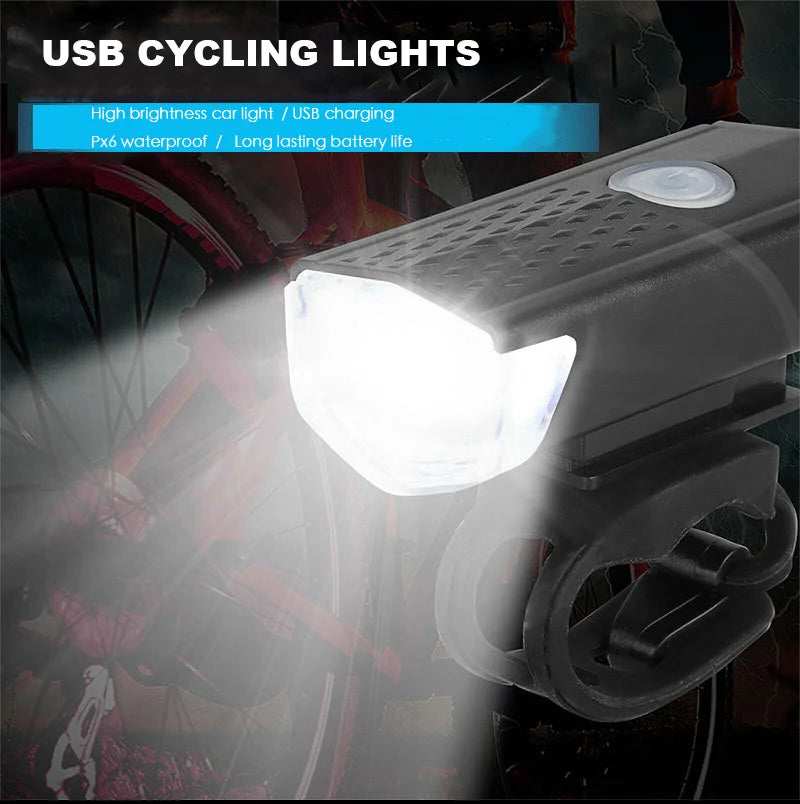 USB Rechargeable Bike Light Set Front Light with Taillight Easy to Install 3 Modes Bicycle Accessories for the Bicycle