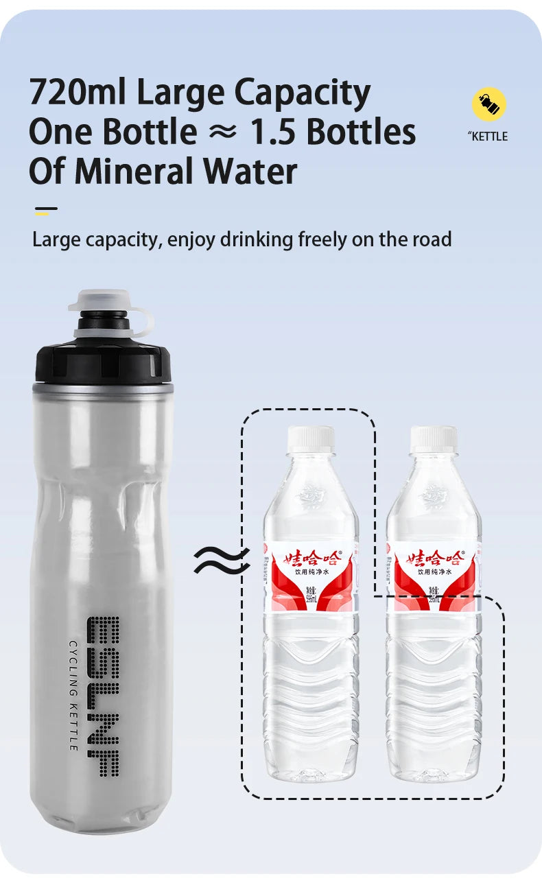 Cycling Insulated Water Bottle Thermal Drink PP5 Silicone 670ml Fitness Outdoor Sports Bicycle Portable Water Kettle