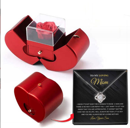 Fashion Jewelry Box Red Apple - Necklace Eternal Rose For Gifting With Artificial Flower Rose Flower Jewelry Box